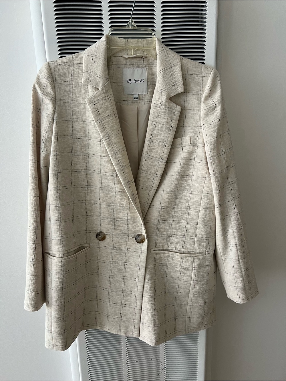 Madewell Ivory Plaid Two-Button Blazer